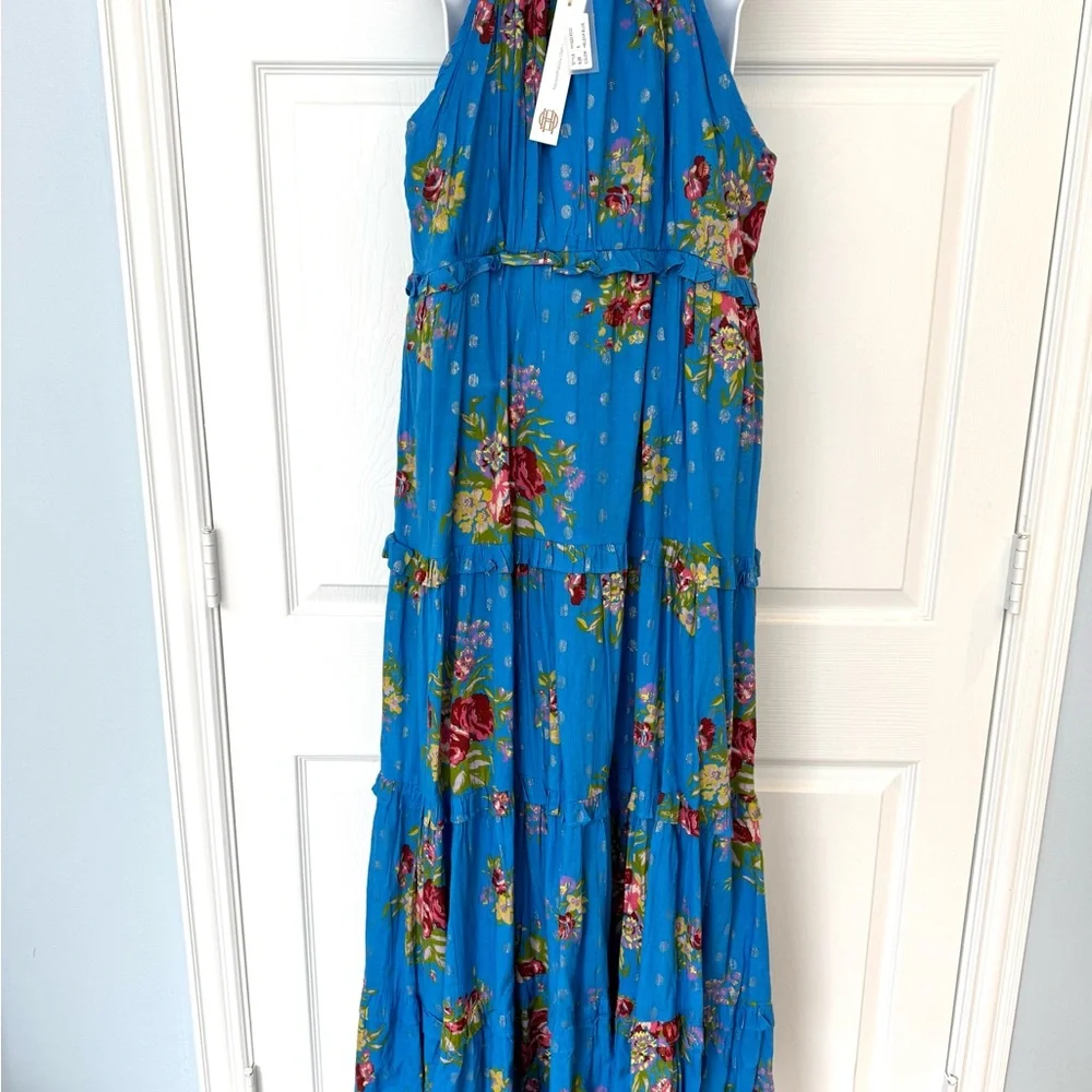 House of Harlow 1960 Helena Floral Maxi Dress Blue Multi Size S NWT Boho - Picture 5 of 6